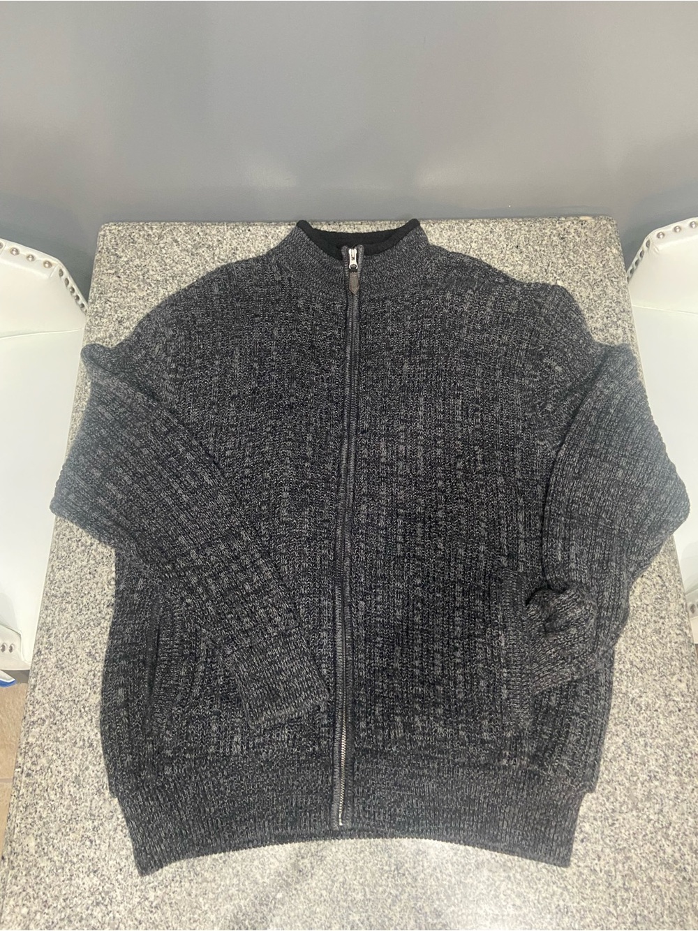 LANESBORO Golf Cardigan Gray Full Zip Jacket Cotton Blend Pockets XXL Sherpa
